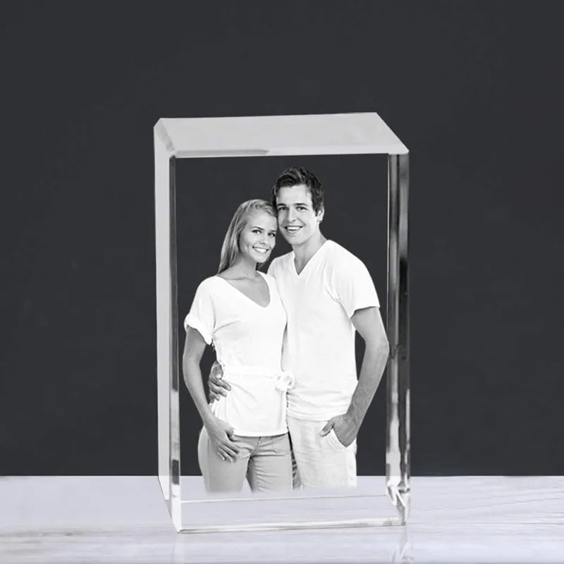 2D/3D Laser Engraved Crystal Photo Frame Personazlied Pets Picture Cube Glass Alubms Best Gifts for Wedding Anniversary Keepsake