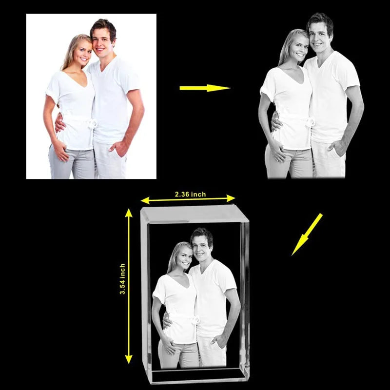 2D/3D Laser Engraved Crystal Photo Frame Personazlied Pets Picture Cube Glass Alubms Best Gifts for Wedding Anniversary Keepsake