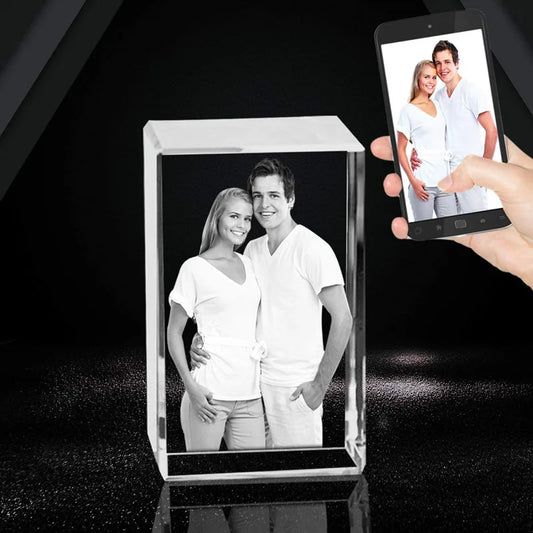 2D/3D Laser Engraved Crystal Photo Frame Personazlied Pets Picture Cube Glass Alubms Best Gifts for Wedding Anniversary Keepsake